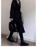 Women's Black Mid-Length Trench Coat - 2023 Spring/Autumn, School Uniform JK Korean Style, Petite Fit.