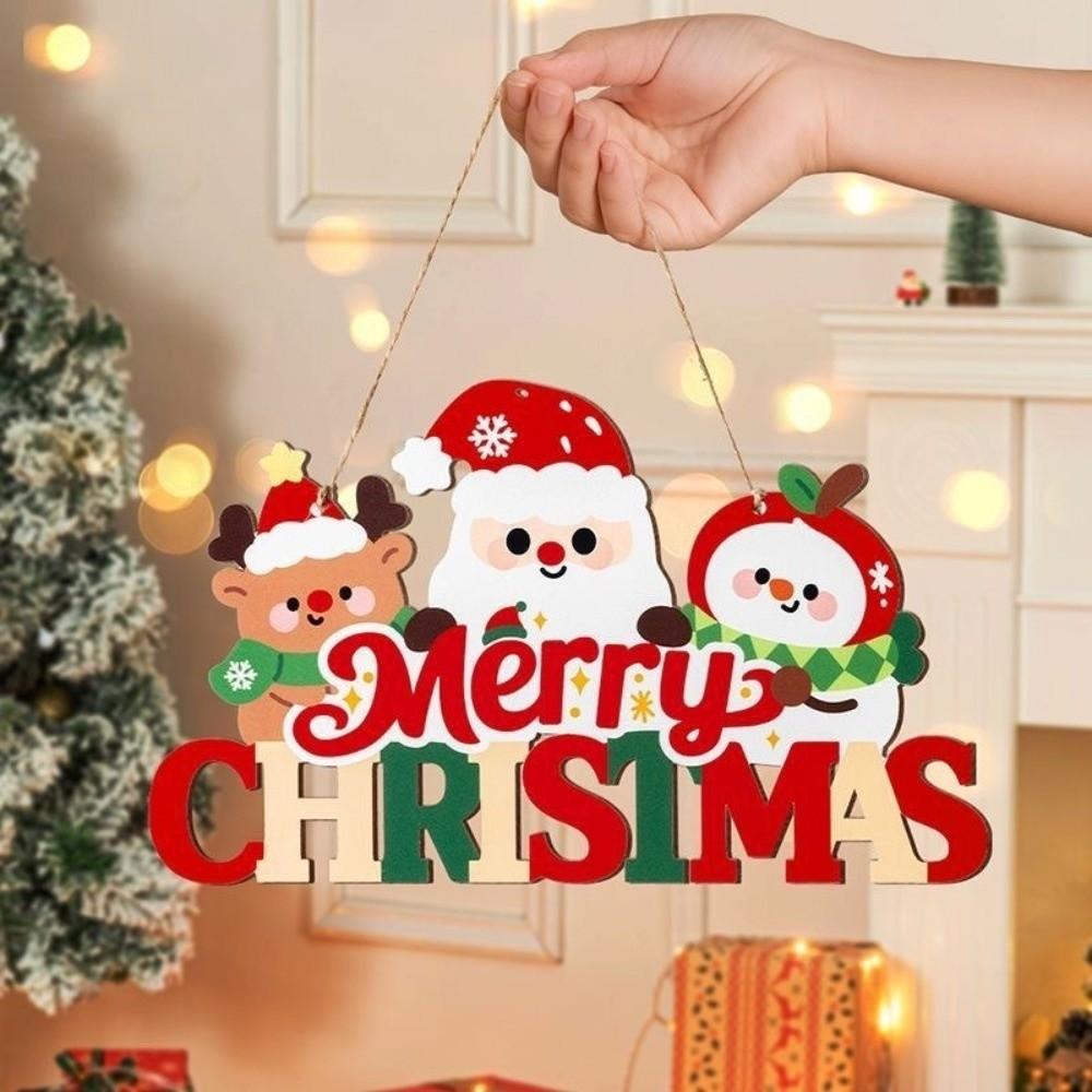 Reindeer Christmas Door Hanging Wooden Xmas Wall-mounted Pendants Christmas Ornaments Festival