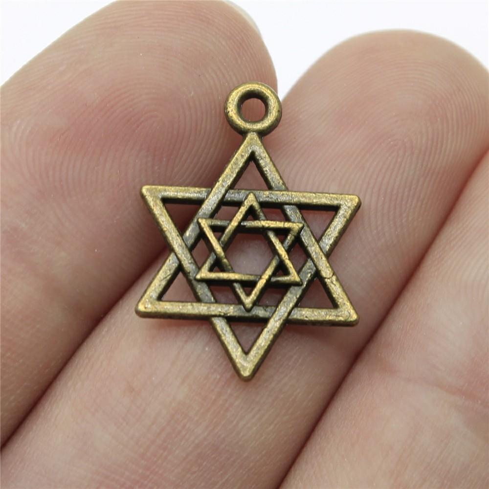 20pcs Hexagram Star Of David Charms Pendants For Bracelet Jewelry Making DIY Handmade Craft