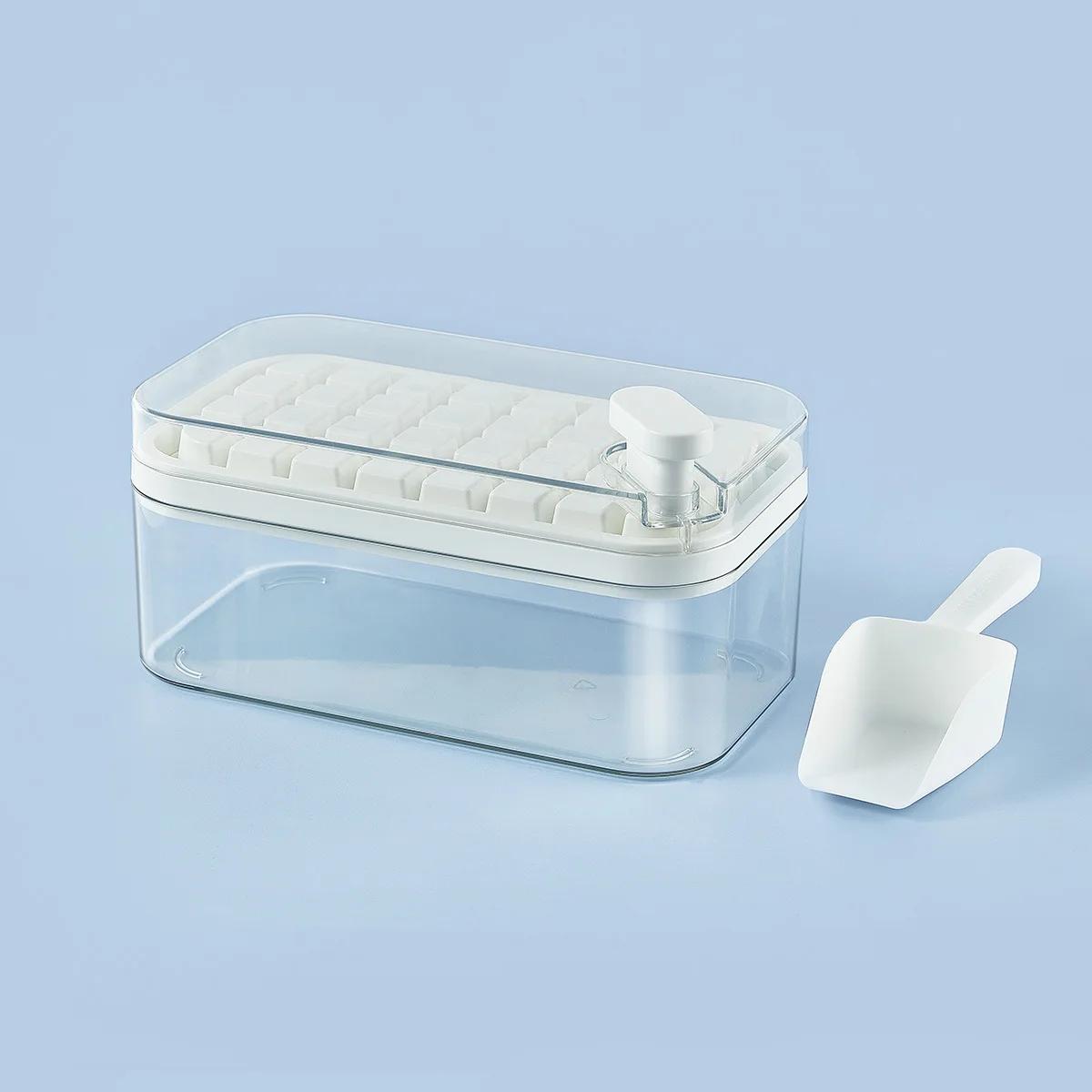 

Grid Ice Cube Mold 32/64 Press To Remove Ice DIY Silicone Durable Ice Cube Tray with Lid Shovel Storage Box Frozen Ice Mold