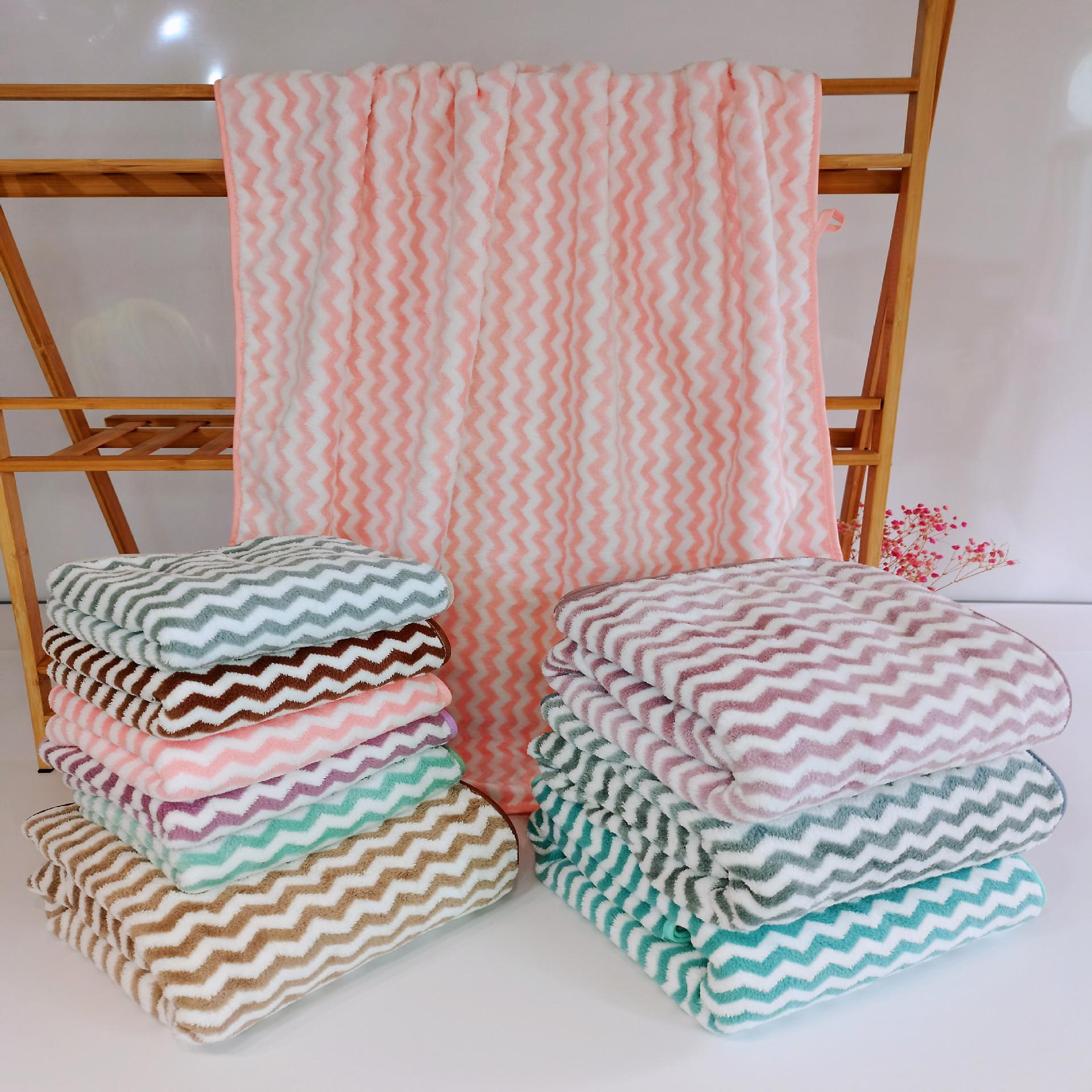 

Water ripple coral fleece towel set Soft water-absorbing breathable quick-drying mother and child towel set Towel 35 * 75cm рожевий