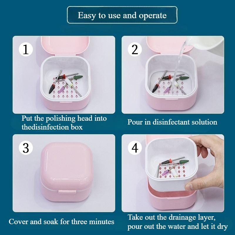 1pc, Nail Drill Bits Tool Storage Box - Soaking and Cleaning Box,Hollow Double-layer Design,Beauty Professionals and Enthusiasts