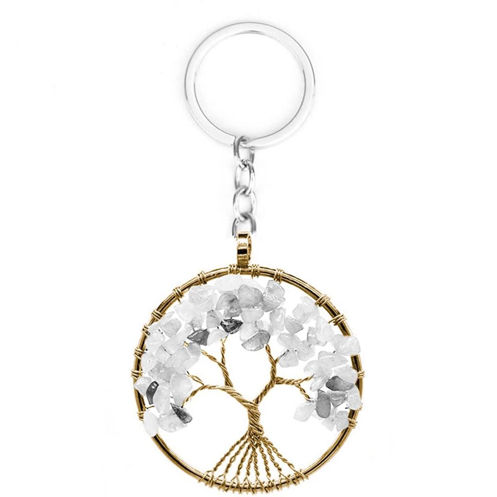 Natural Crystal Gravel Tree of Life Keychain Pendant Money Tree Keychain Pendant