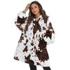 Womens Oversized Hooded Sweatshirt With Cow Print Winter Fleece Lined Warm Casual Top Star Pocket