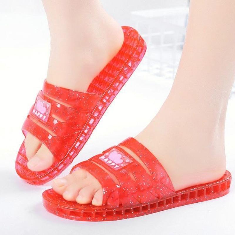 Bedroom Slides Indoor Crystal Shoes for Women Flat Sandals Chic and Elegant New Style High Quality Small Size Pvc Woman Slippers
