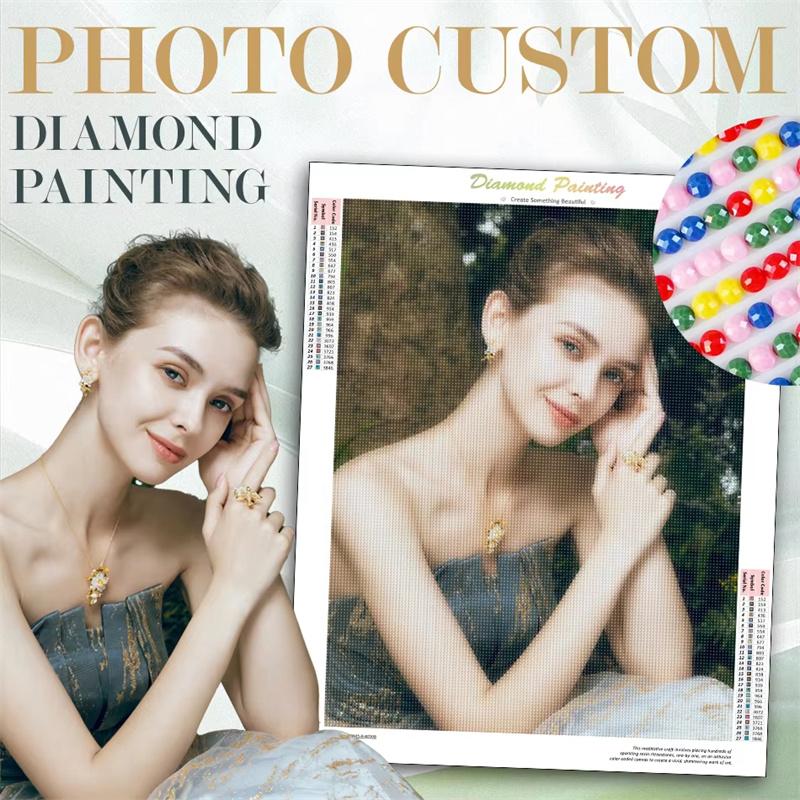 5D DIY Diamond Painting Photo Custom Crystal Full Round Rhinestone Craft Gift Cross Stitch Kit Wall Decoration