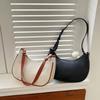 PU Leather Ladies Handbag Simple Armpit Bag Portable Half Moon Underarm Bag  Women