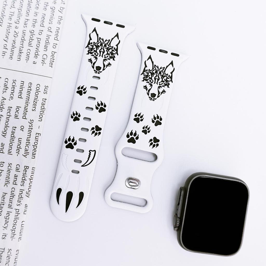 Compatible with Apple Watch 8/7/Ultra/SE Silicone Fang Wolf Band