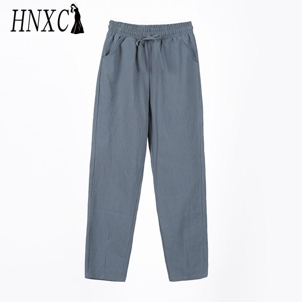HNXC 9 Color Pure Cotton Nine Point Trousers Spring Summer Slim Straight Loose Casual Pants Women Solid Color Harem Pants