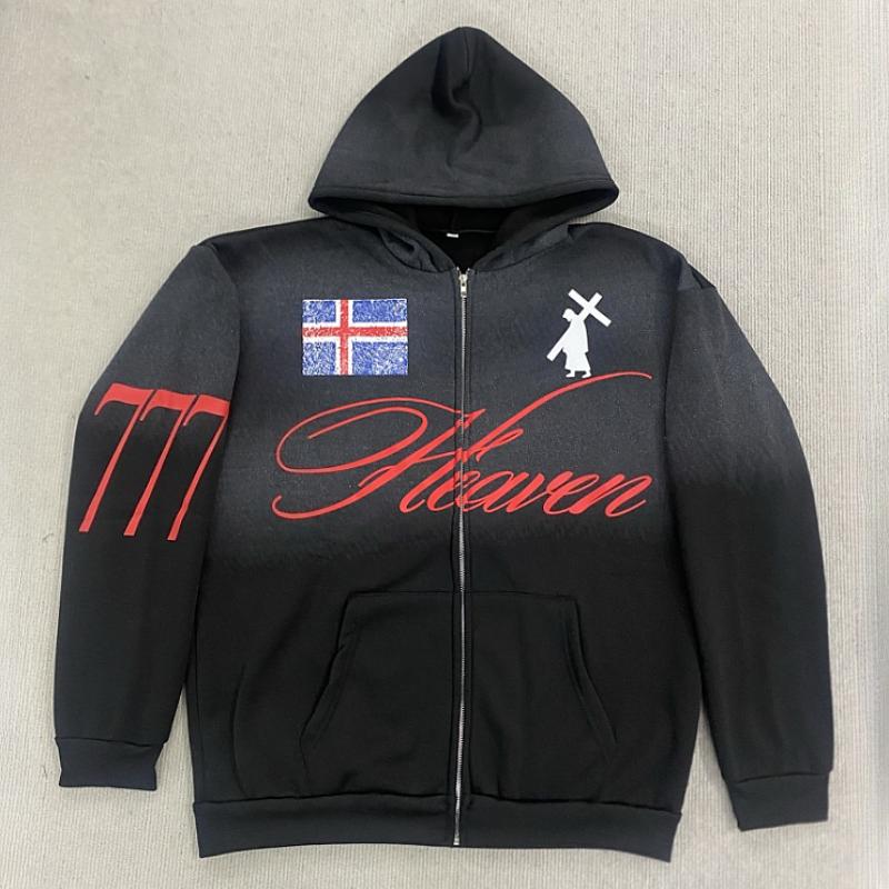 Европейский и американский уличный тренд Y2K персонализированная принтованная толстовка с длинным рукавом на молнии XL чёрный