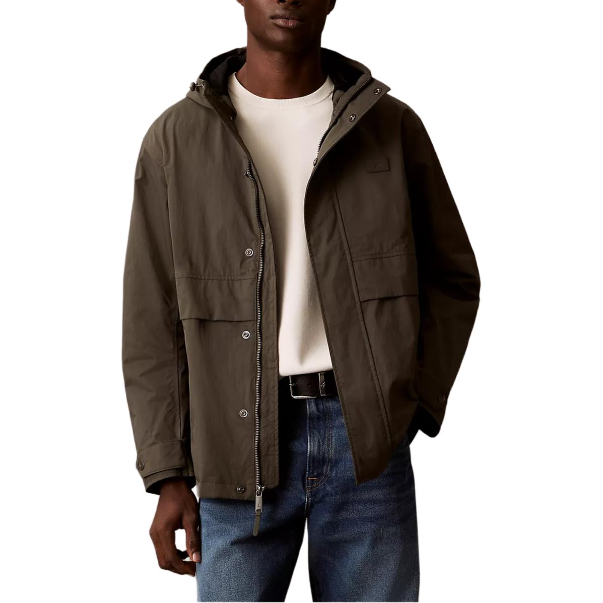 

Calvin Klein Minimalist Comfortable Versatile Hooded Pleated Jacket Men Jacket 4RB513G-001 L