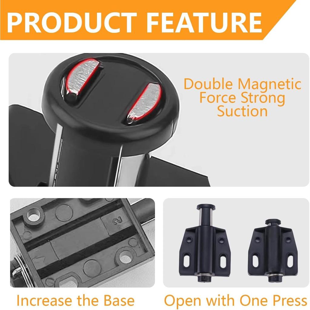 4 Pack Push to Open Door Catch, Single Magnetic Pressure Touch Release Latch with Fixing Screw Door Heavy Duty Latches, Plastic Soft Magnetic Catches