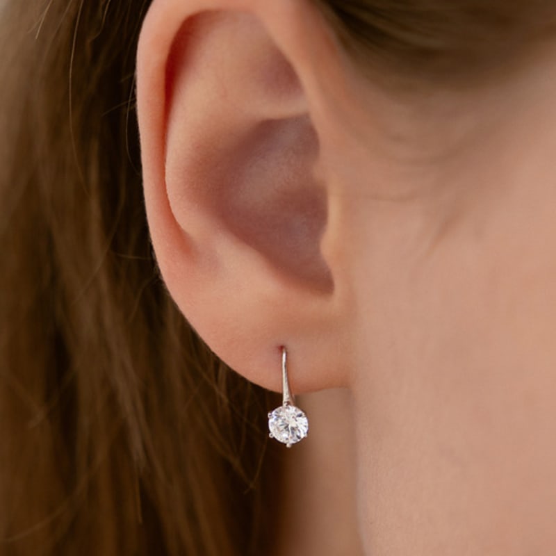 TATIANA (925 Silver) Round Cubic Hook Earrings EC3261