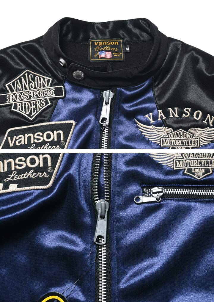 By Our Riders Flying Emblem Embroidery Patch Bonding Riders Jacket Navy X [Banson] [Custom-ordered Store] & JFV-802-DNAVY-BLACK (M, D. Black)