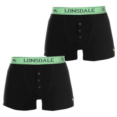 Lonsdale Boxer Shorts, 2 Pack, Black FL, Size M