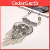 Vintage Geometric Long Necklace With Tassel And Zinc Alloy Pendant For Fashion Jewelry Enthusiasts
