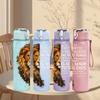 1PC Lion Head Vintage Animal Portrait 750ml Color Plastic Sports Water Bottle Leakproof Flip Straw Lid Suitable for Sports Office Home Use