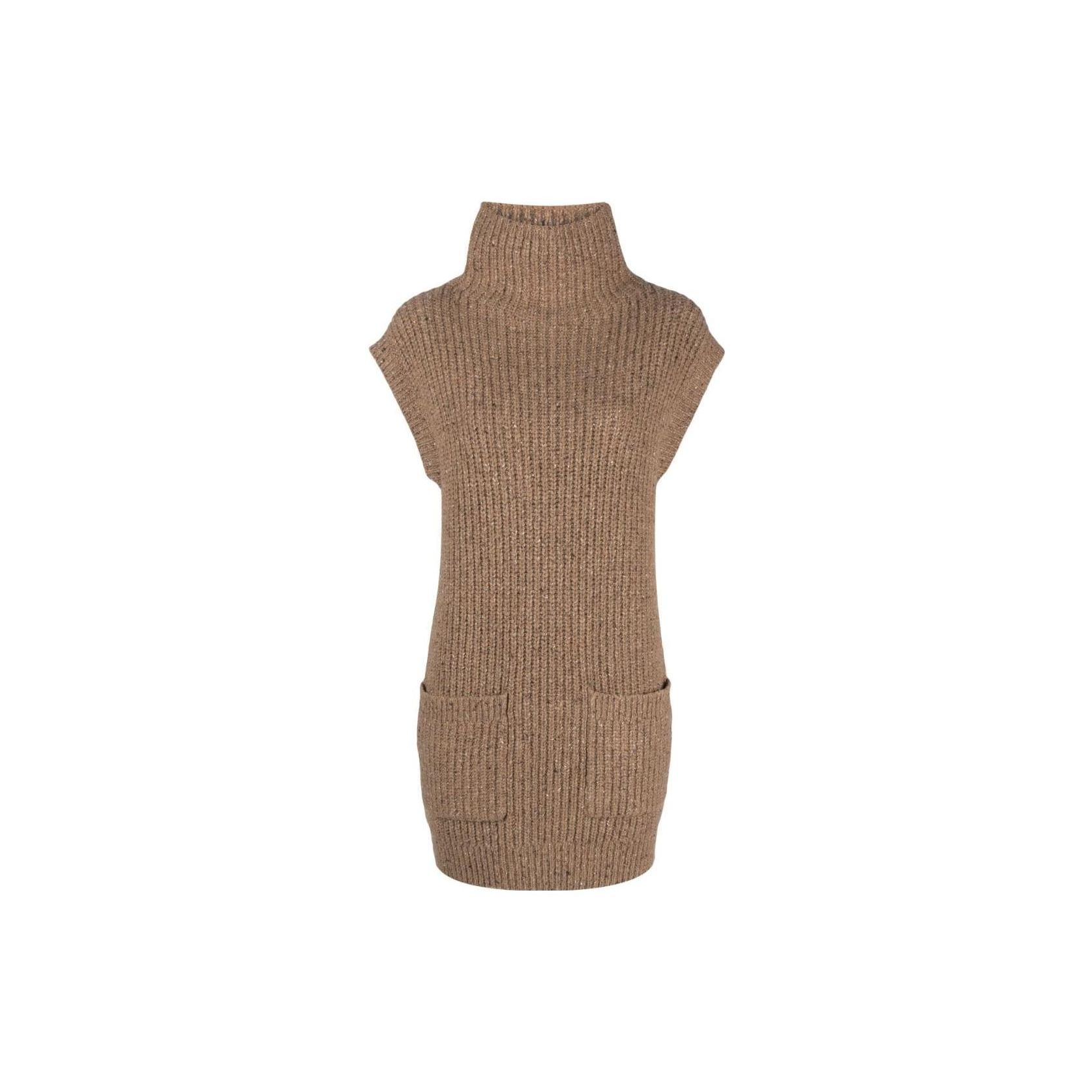 

Polo Ralph Lauren FW22 Однотонный вязаный жилет средней длины с высоким воротом Женский жилет Коричневый 211872889-001 S