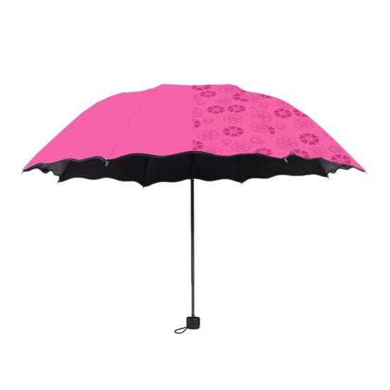 Water-Reactive Folding Umbrella with Wavy Edge Flowers Appear When Rained On Windproof Sun
