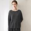 Women's Velvet Pullover Sweater - 75% Cashmere, 25% Mulberry Silk, One-Shoulder, Drop Shoulder, Long Sleeve Knit Base Layer.