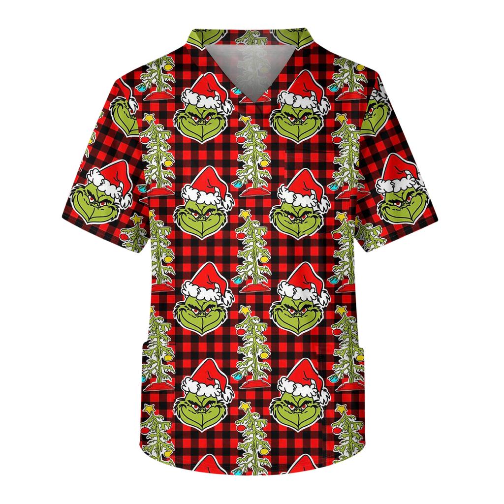 Men's Casual Short-Sleeved V-Neck Printed Front Pocket Top