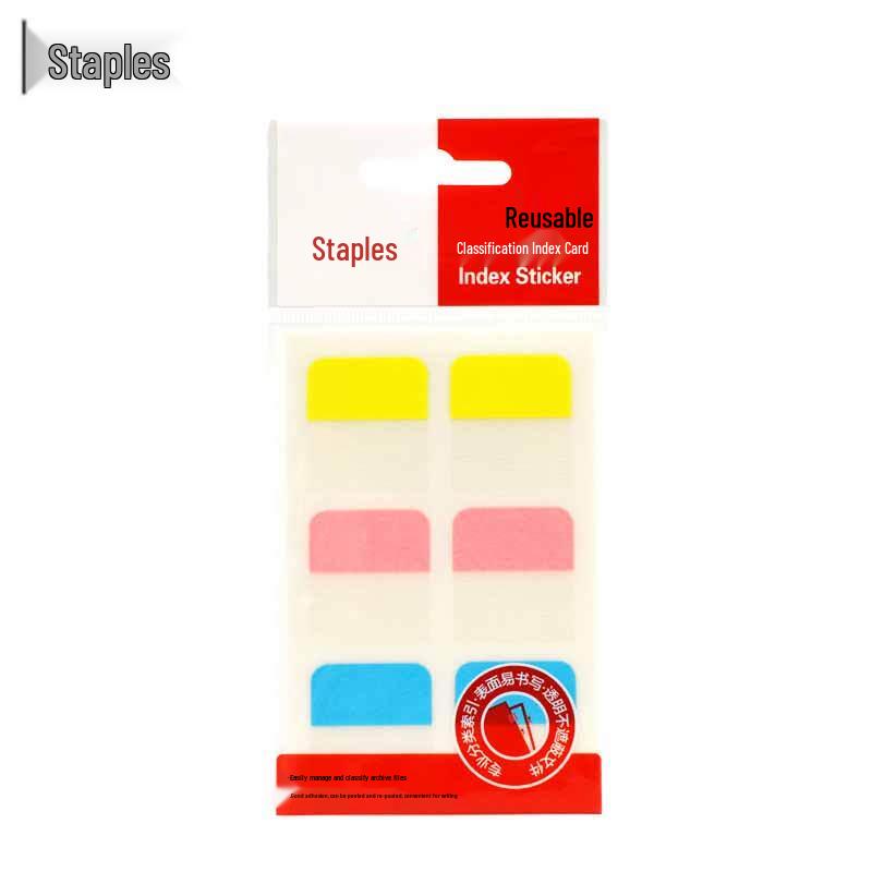 Staples Repositionable Sticky Index Tabs, Assorted Colors