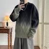 Men's Gradient Thickened Loose Knit Round Neck Sweater