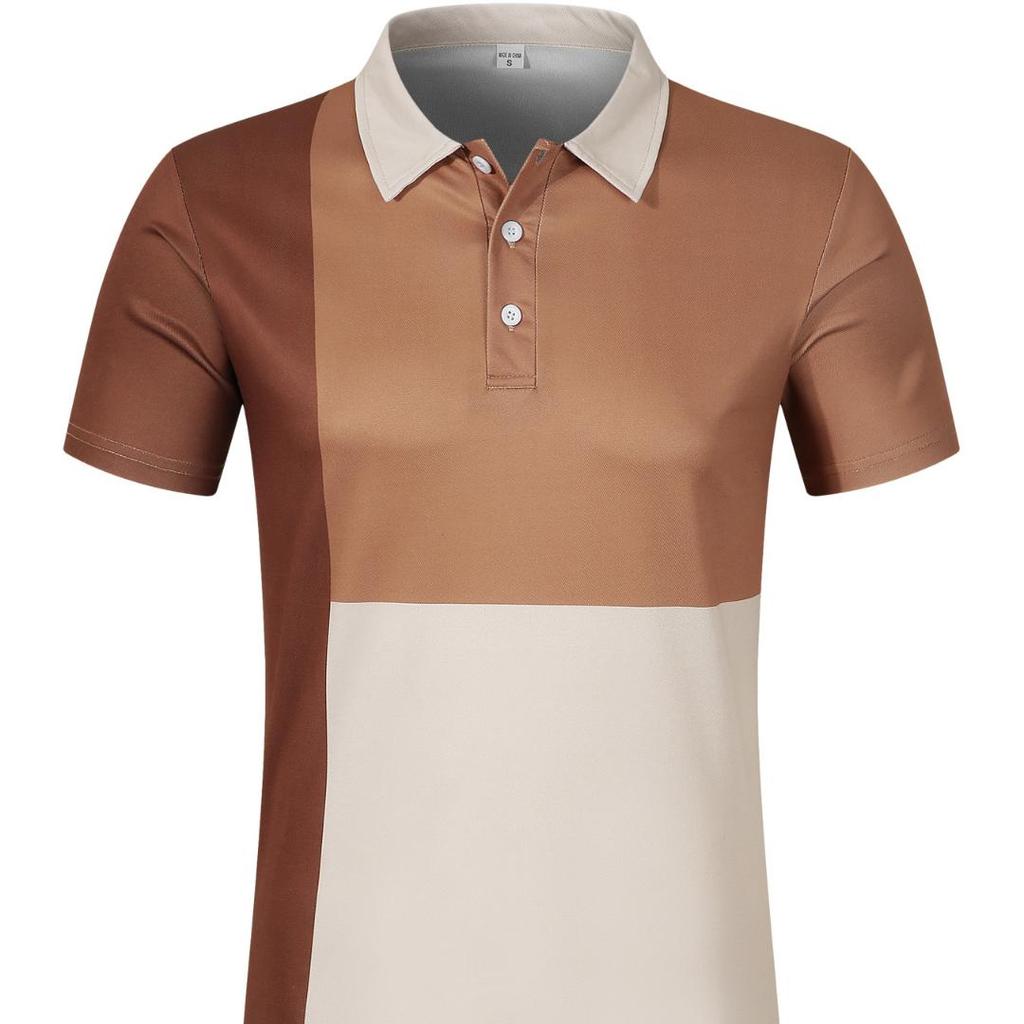 Summer New Men's Short-sleeved Polo Shirts Fashion Clash of Colours Polo Shirts Fashionable Versatile Striped Body Shirts