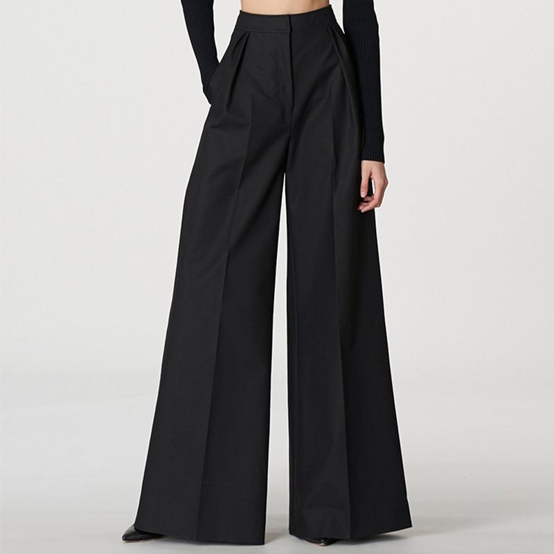 

Casual Wide Leg Mid-High Waist Fashion Popular Bell-Bottoms Black L