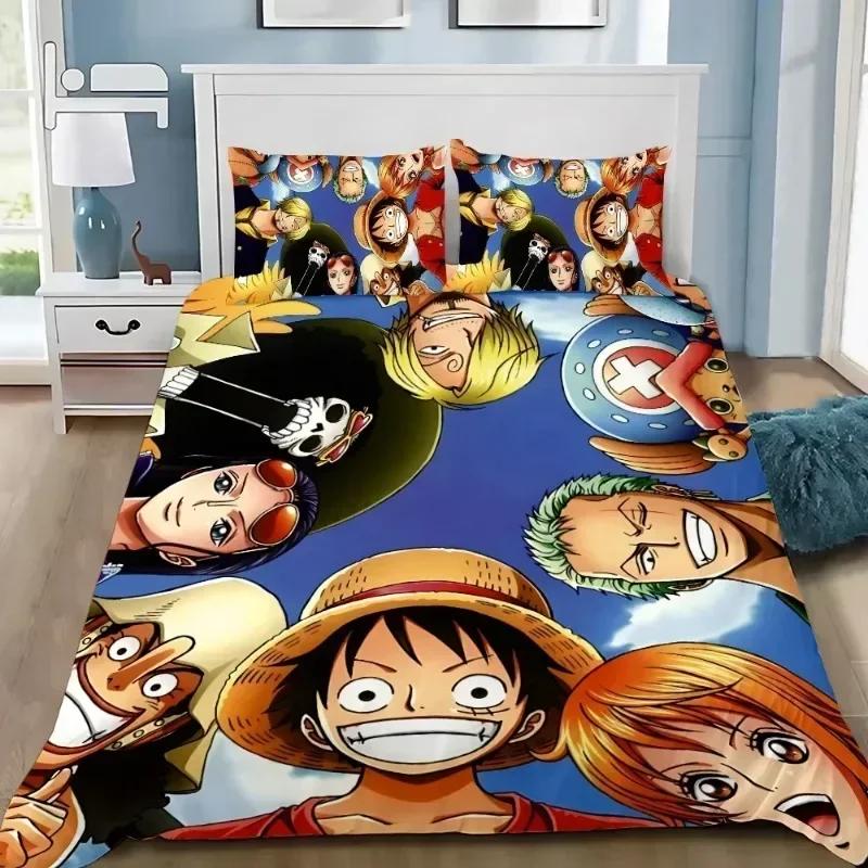 Hot One Piece Duvet Cover Pillowcase Bedding Set Anime for Adult Boy Girl Bedroom Decoration Single Double Large Size Bedding