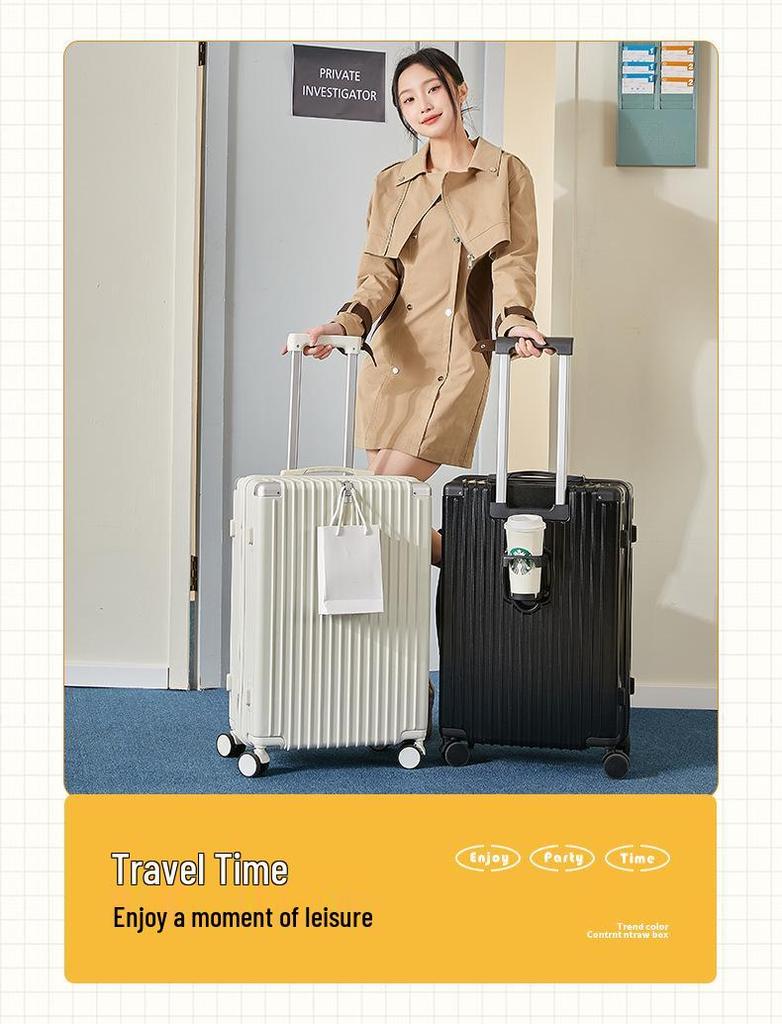 20palcový vysoce hodnotný cestovní kufr na kolečkách s držákem na nápoje a tichými univerzálními kolečky pro cestování na vysokou školu