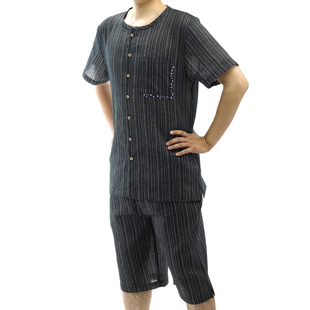 Jinbei Henley tričko a šortky z Jinbei Dostupné ve velikostech včetně vertikálních pruhů a malých [Pánské7] Pánská sada Plná délka Materiál. M-4L,