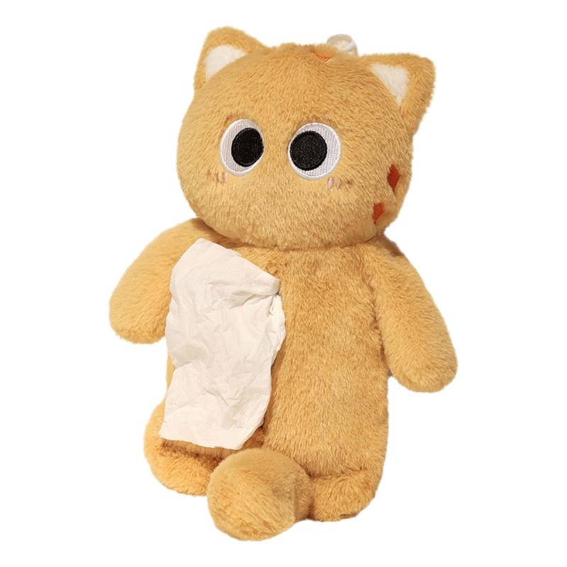 Elegant Plush Cats Tissue Box Cover Practical Plush Cats Tissue Box Cover with Warm Touch for Various Room Setting s 1 жёлтый