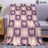 Lilac Pink Checker Heart Star Lightweight Microfiber Soft Christmas Fleece Blanket Warm Cozy Throw for Sofa Travel All Season