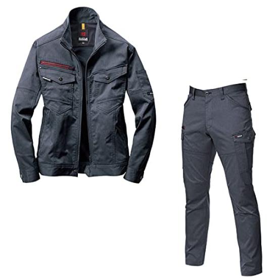 [BURTLE] Workwear BURTLE 7051 7052 Top and Bottom Set ALL Seasons Fall/Winter Unisex Workwear (Indigo, L)
