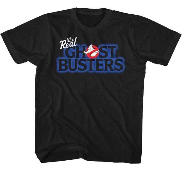 The Real Ghost Busters Animated TV Series Neon Blue Logo Youth T Shirt 2T-YXL