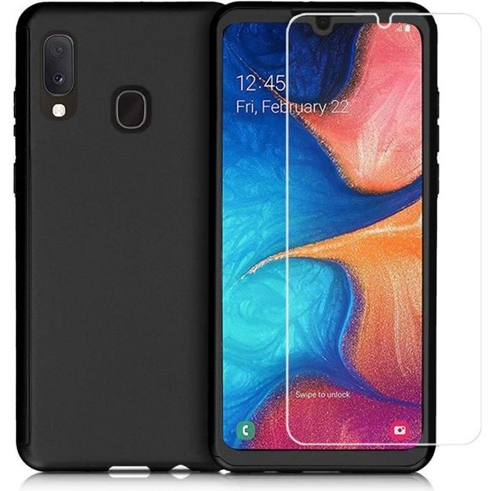Coque de protection 360° - NOIR - Samsung Galaxy A20E/A20e - Verre Trempé - Rigide - Mixte