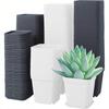 6pcs 7cm Black/White Plastic Square Plant Pots with Drainage Trays Ideal for Succulents Office Desktop Gardening Balcony Decor