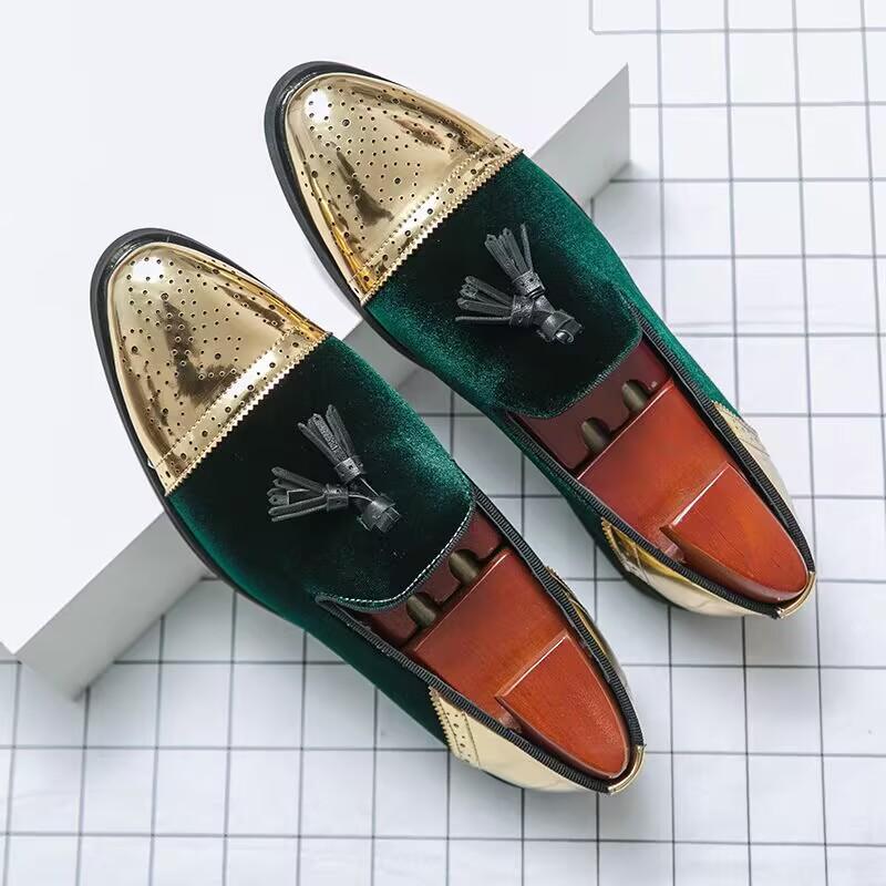 Luxury Fashion Printed Embroidery Suede Flats Shoes British Style Oxfords Man Party Wedding Dress Formal Prom Loafers Footwear