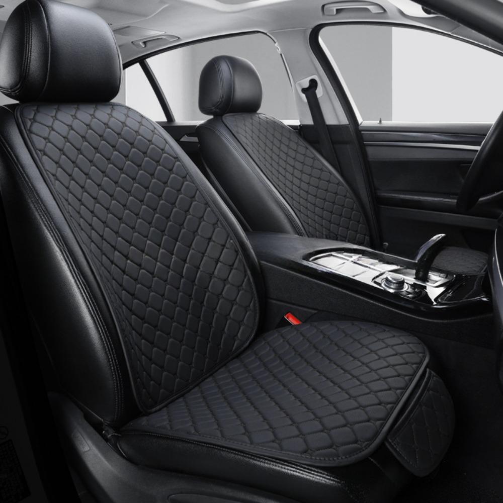 1PC Car Seat Cushion Four Seasons Universal Leather Rhombus Embroidered Seat Cushion Non-slip Cushion Seat Cover