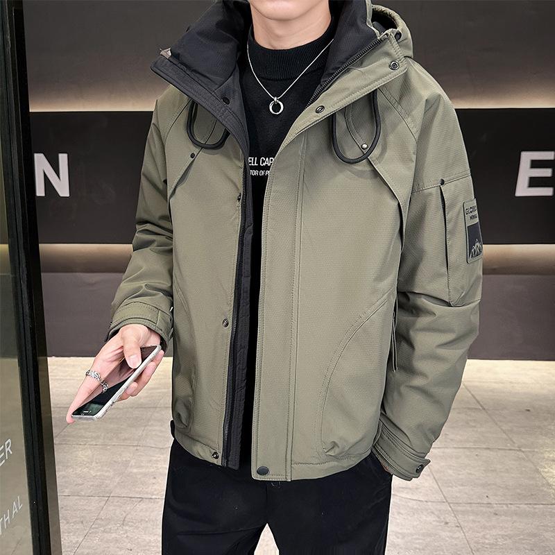 

Winter Clothes, Hooded Workwear, Warm Jackets, Trendy Down Jackets, Men s Fashion, Casual, Loose Cold-Resistant Clothing, Cotton Clothes 4XL зелений