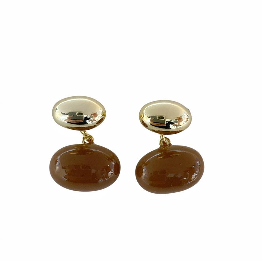 Women's High-End Maillard Bean Earrings: Retro Hong Kong Style, Versatile Luxury Celebrity Jewelry