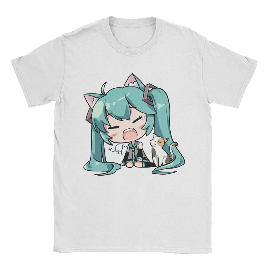 Men Women Hatsunes Mikus   Anime T Shirts  100% Cotton Tops Casual Short Sleeve Round Collar Tees Original T-Shirts
