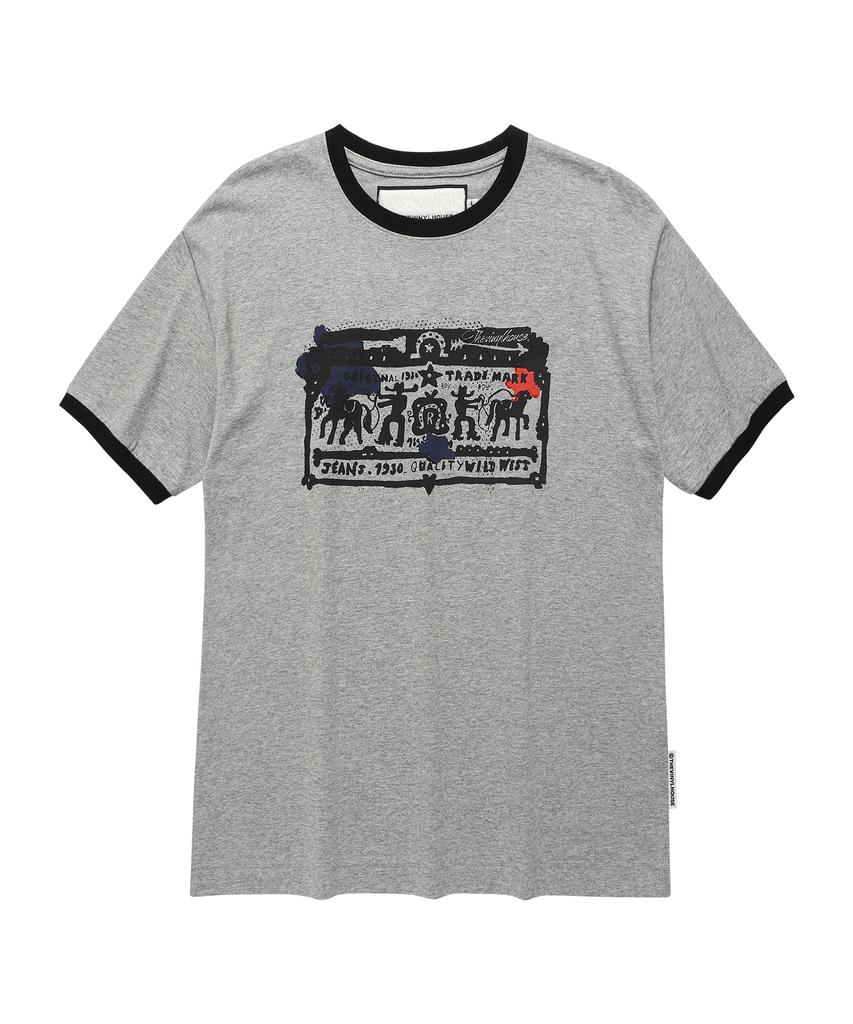 THEVINYLHOUSE Cowboy Pictogram Ringer Tee Gray