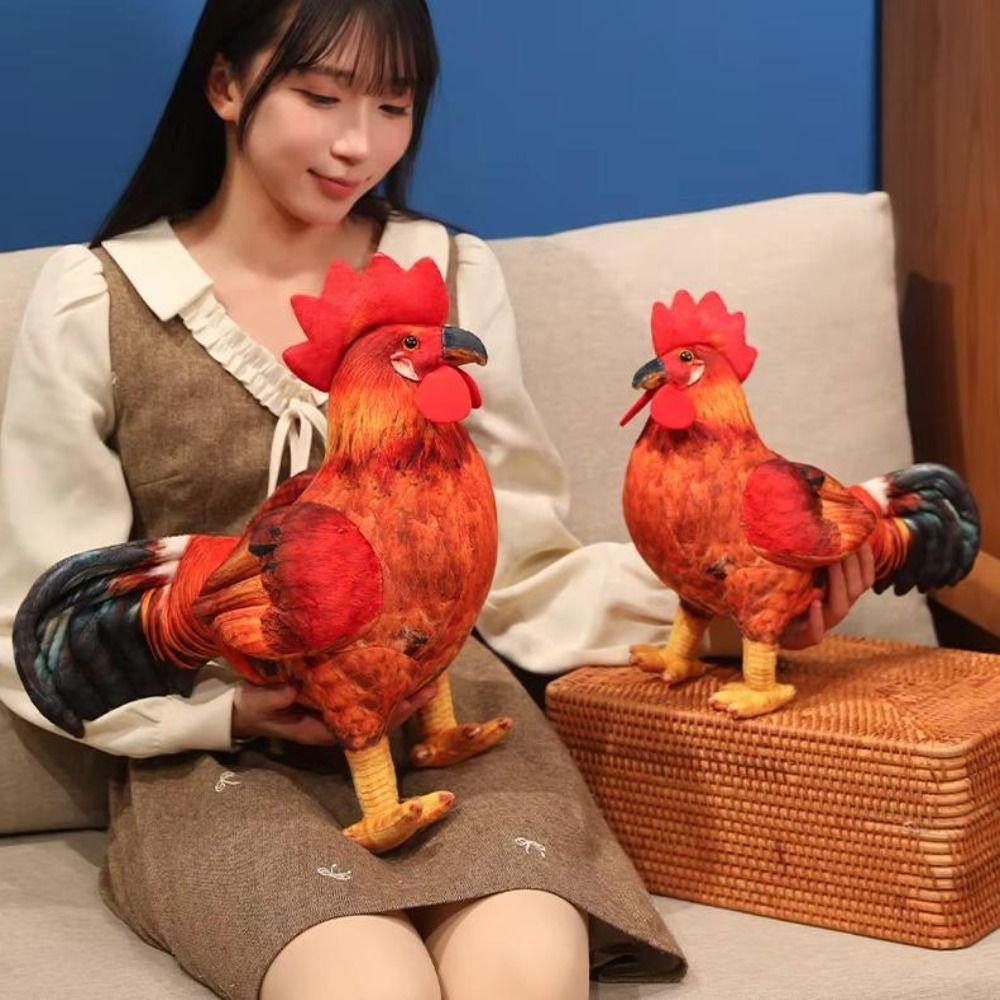 30/48cm Simulation Rooster Plush Toys Cute Game Stuffed Doll Chicken Stuffed Toy Room Decor