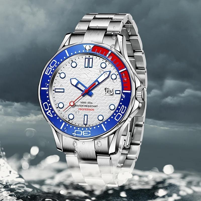 Fashion Men Watch Casual Sport Waterproof Men's Quartz Wristwatches Top Brand Luxury 360° Rotating Bezel Design Watch Men