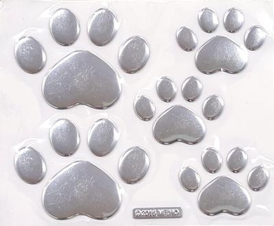 Basic Standard 3D 3D Car Emblem Sticker Custom Decoration Character Cute Cat Paw Silver