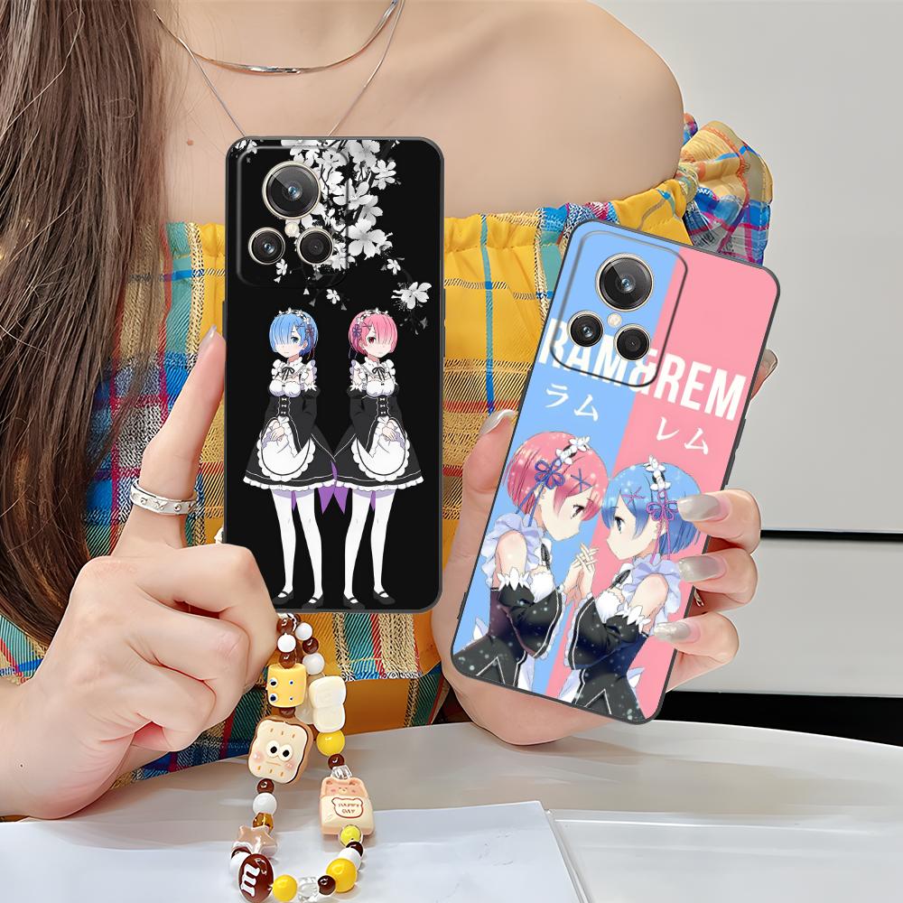ReZero Rem Ram Matte TPU Mobile Phone Case for Realme 15 14 13 12 11 10 9 Pro Plus T i Lite 5G Colorful Printing Cover