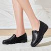 Wedge heel soft sole shallow mouth shoes soft leather comfortable commuting single shoes spring and autumn new versatile