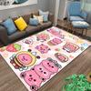 Cute Pink Cartoon Bear Pattern Carpet with Fruits and Dessert Style Suitable for use as an anti-slip for living room bedroom sofas